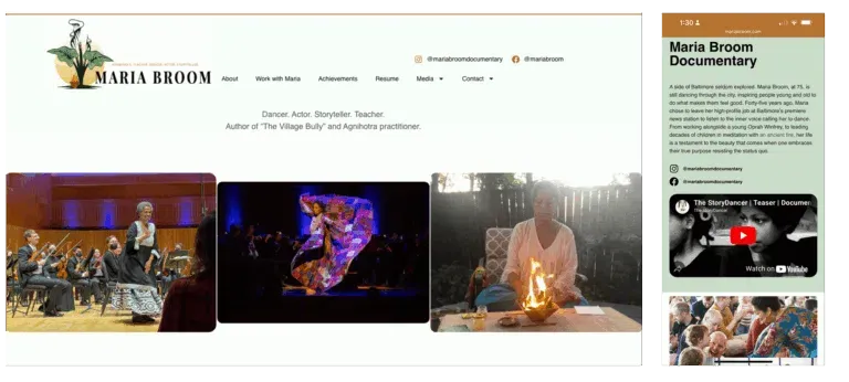 2025 custom theme built in wordpress/elementor for Maria Broom