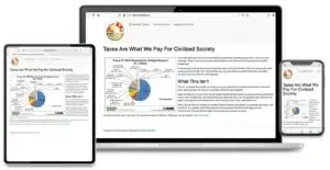 website design for spend my taxes, all devices