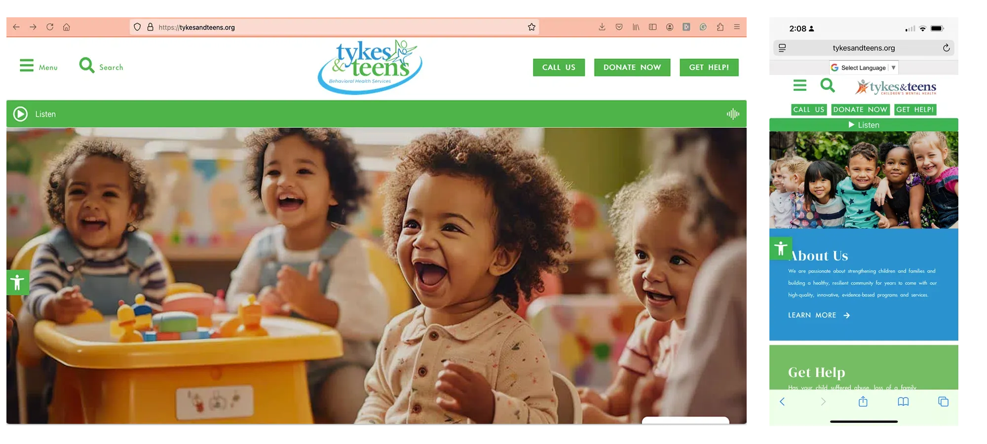 Tykes and Teens Inc - wordpress website, graphic design, logo